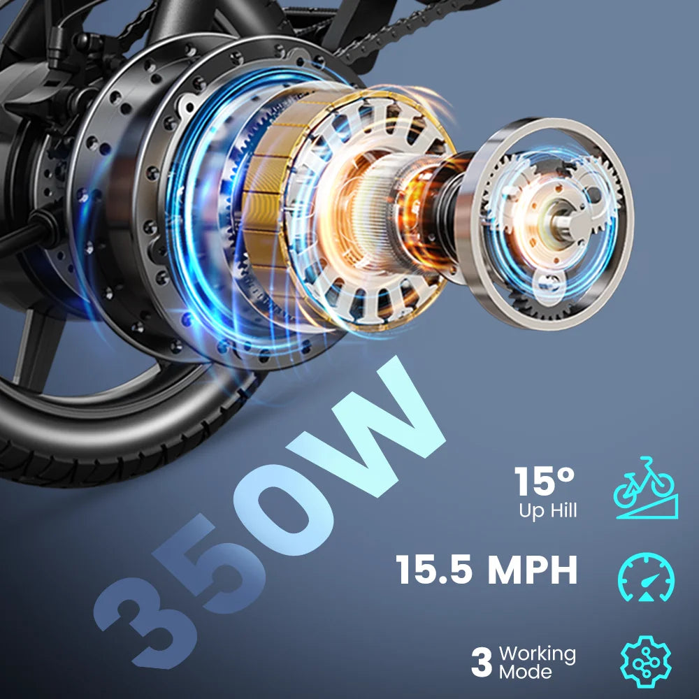 Electric Bike for Adults 14” Folding E-Bike 500W Peak electric bicycle 20MPH 36V 7.8AH Battery UL2849 City Commuter Bicycle