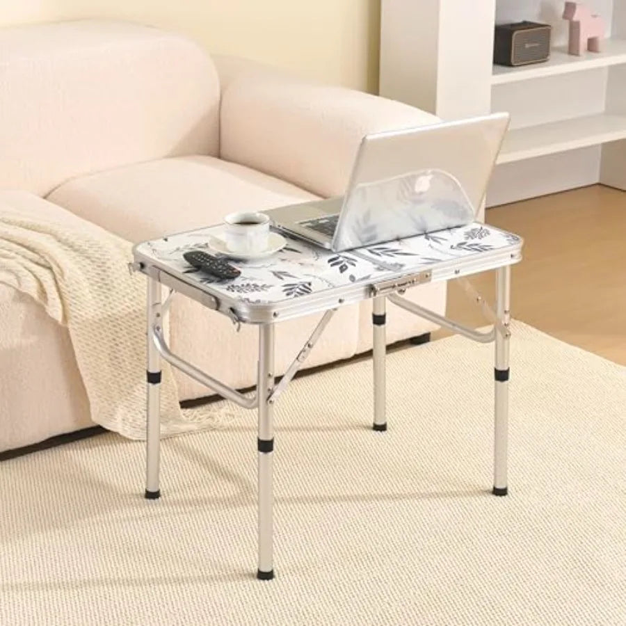 Folding TV Trays Foldable Dinner Tray Table Adjustable Height Food Snack Eating Couch Side Table Sturdy Aluminum Portable Sofa