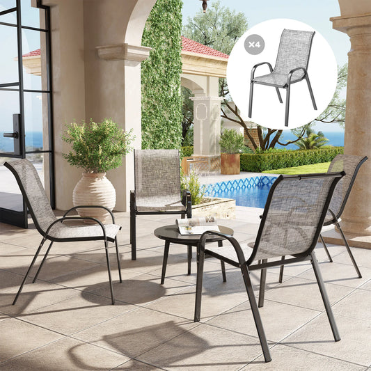 Outsunny Outdoor Stackable Patio Dining Chairs Set