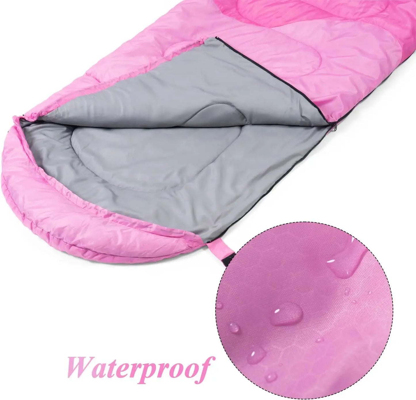 3 Season Sleeping Bag for Adults Kids Camping Hiking Lightweight Portable with Compression Sack