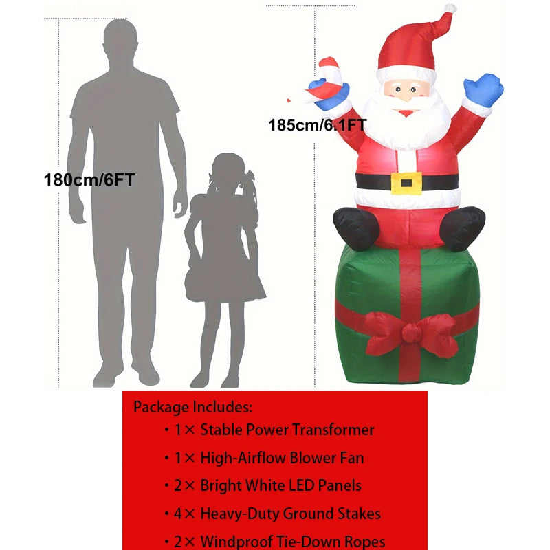 Christmas Inflatable Santa Claus Outdoor Yard Decoration LED Lights