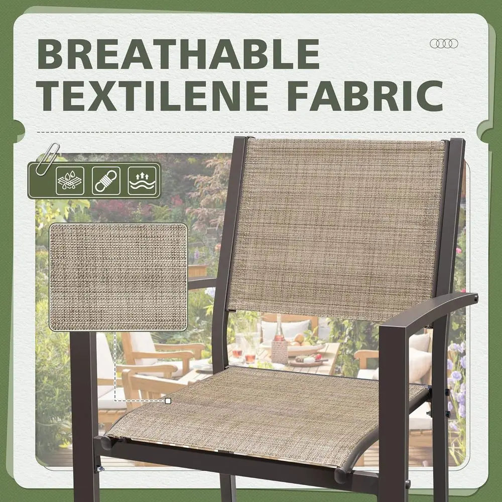 6-Piece Stackable Outdoor Dining Chair Set, Beige, Suitable for Patio, Deck, Poolside