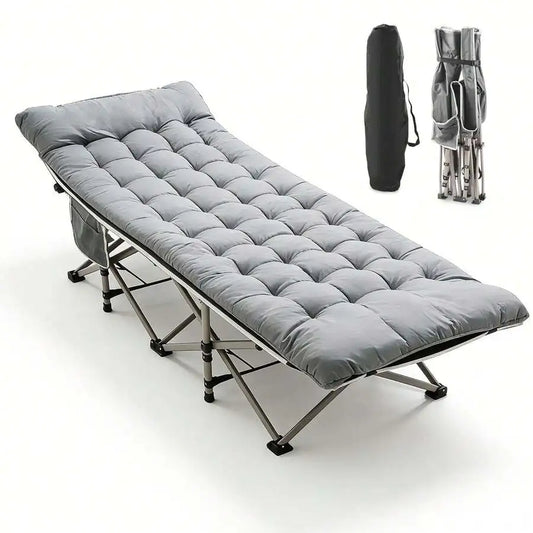 75 Inches Folding Camping Cot With Removable Cot Mattress For Adults Up To 500lbs, Portable Foldable Guest Bed, Durable Bed With