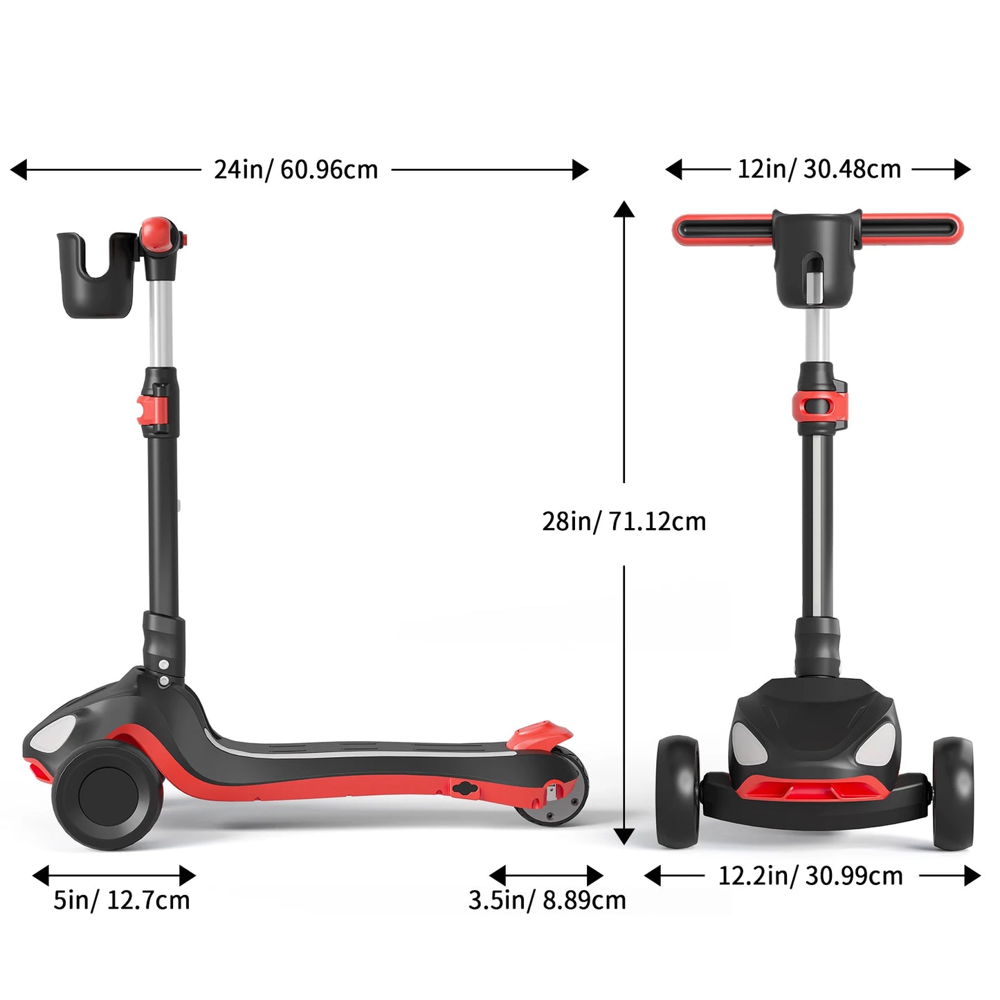 D3 Electric Scooter for Kids with 3 Wheels, 3 Adjustable Heights, Thumb Throttle, LCD Screen, Foldable, Light-Up Stem Deck & Wheels, Ideal Gift for Kids