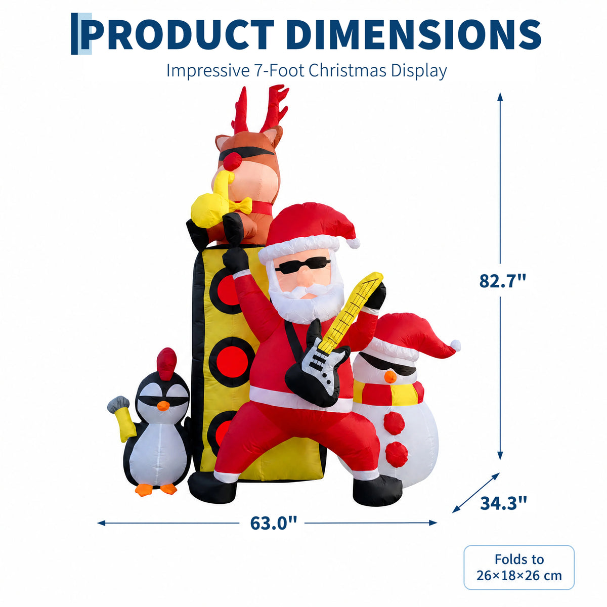 Christmas Inflatable Santa Musical Band Outdoor Garden Yard