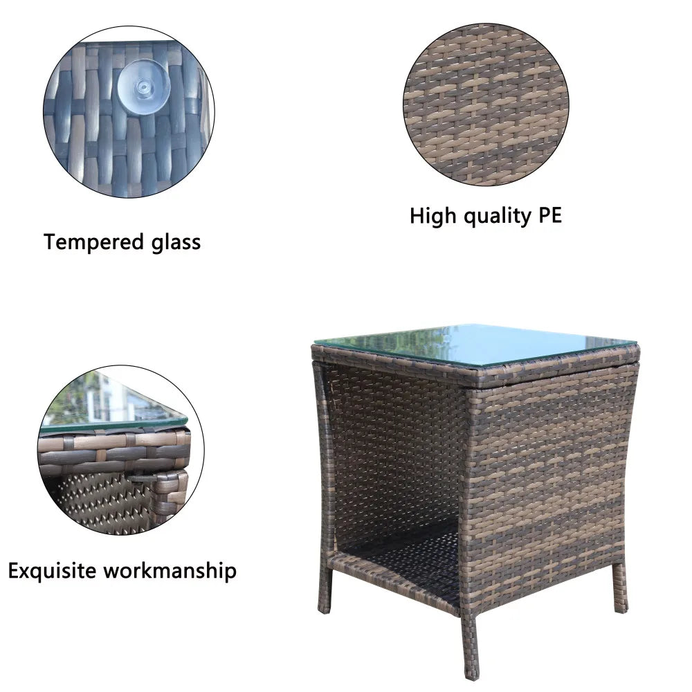 LISM Outdoor Coffee Table In Rattan With Tempered Glass