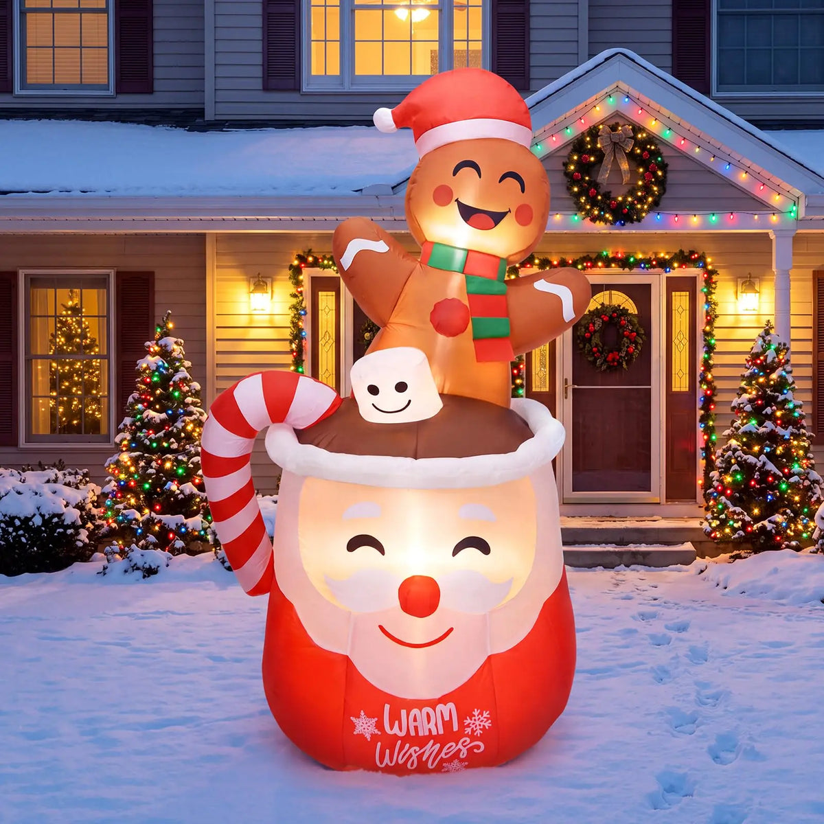HiMISS Christmas Gingerbread Man Inflatable With LED Lights