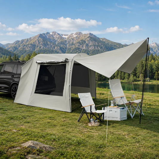 Outdoor Car Awning Tent Pu3000 Waterproof Camping 210T Silver-Coated Polyester UV40 Sunscreen 5-8 People Capacity