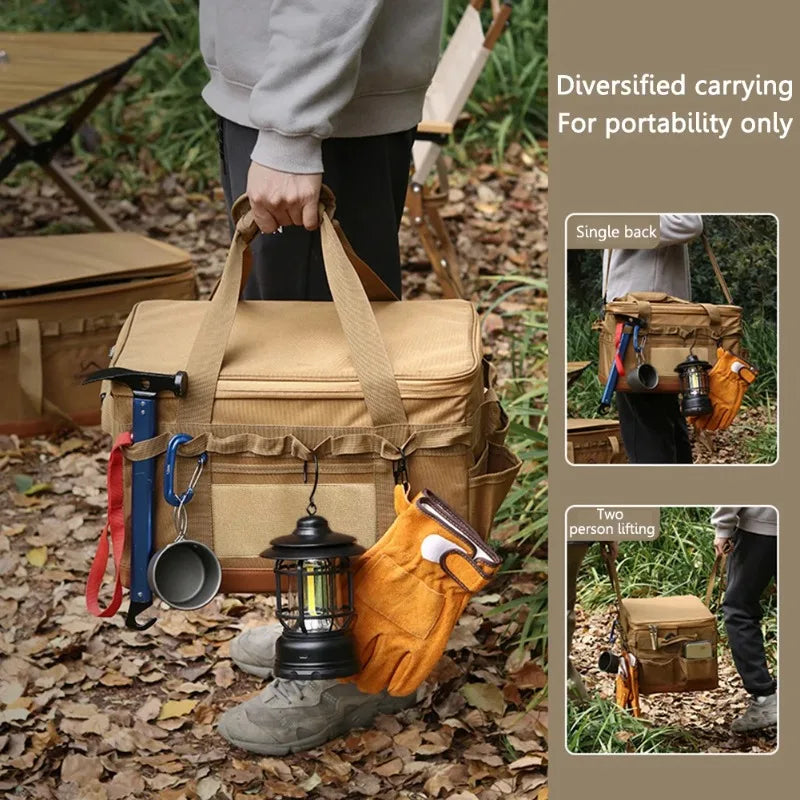 30L Camping Cooking Utensil Organizer Large Capacity Car Trunk Storage Bag Detachable Multifunctional Camping Stove Storage Case