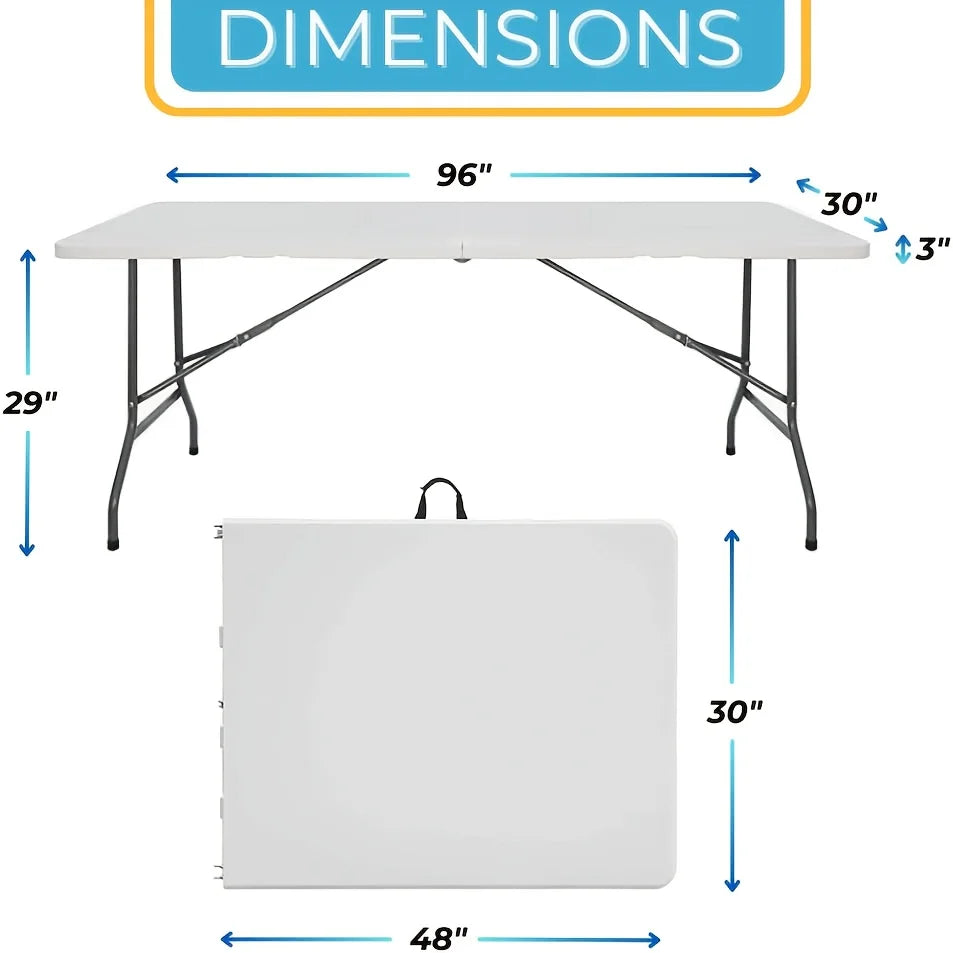 1/2 Pack 4/6/8 FT Plastic Folding Dining Table, White High Duty Rectangular Dining Table with Carrying Handle, Portable In/Qutdoor Camping Picnic Garden Party Dining & Office Meeting Desk LODEIJA
