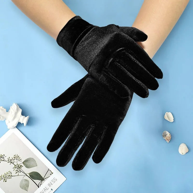 Autumn Winter Warm Velvet Gloves Solid Color Driving Goves Fashion Etiquette Mittens Quality Elastic Outdoor Velvet Gloves
