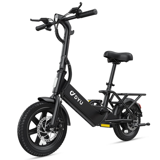 【1 Year Warranty】DYU C3 14 inch Folding Electric Bicycle Peak 500W Motor 280WH Battery Electric Bike,20mph city E-bike UL2849
