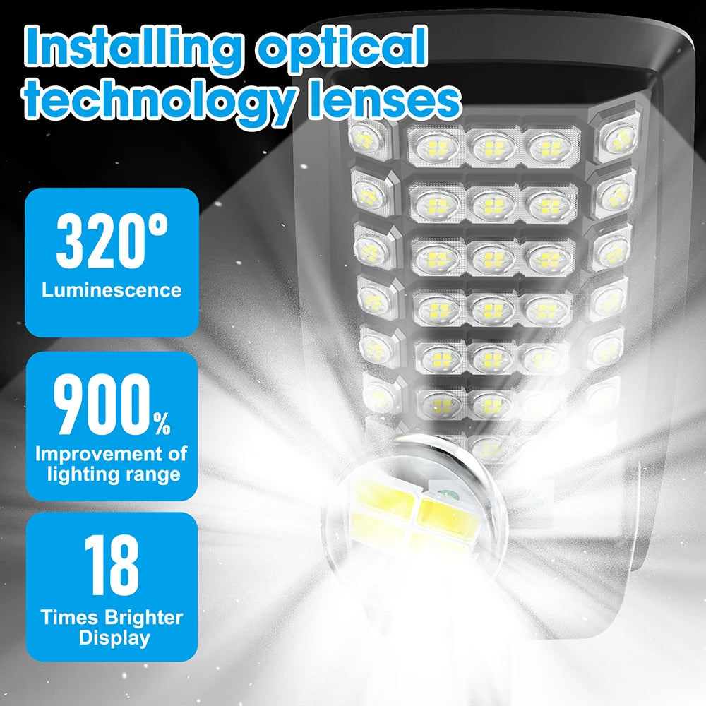 140 LED Solar Light Outdoor Solar Street Light, 6000mAh Waterproof Automatic Sensing Street Light with Remote for Garage Garden