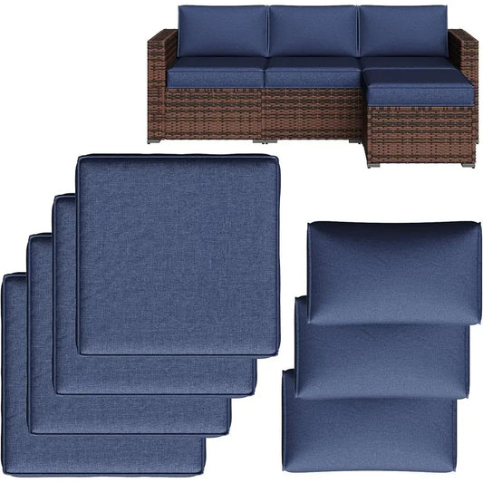 7-Piece Navy Blue Outdoor Cushion Set, Waterproof & Fade-Resistant for Patio Furniture