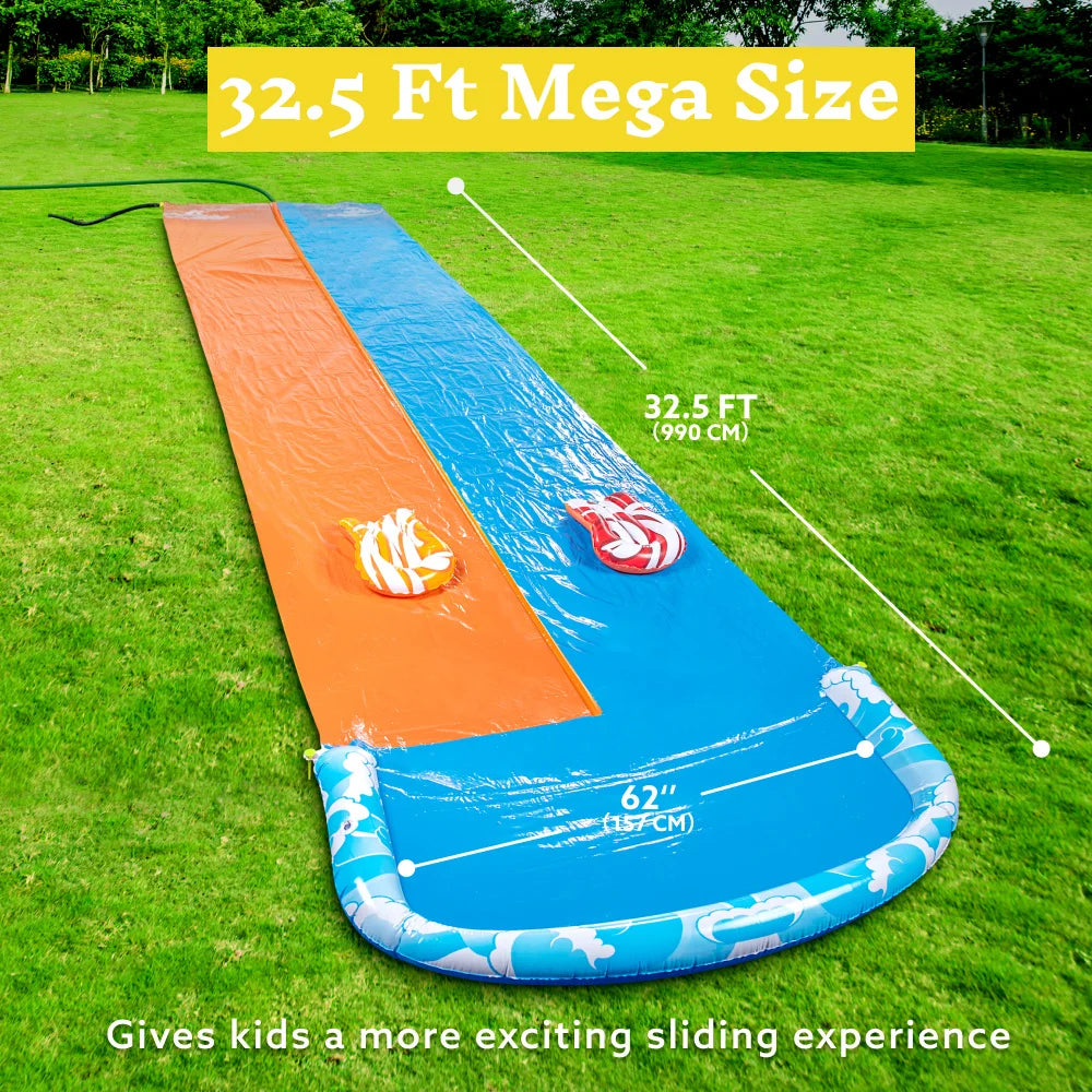 JOYFY 32.5ft Mega Inflatable Water Slide with Dual Racing Lanes 2 Boards Splash Sprayer for Kids Adult Summer Party Outdoor Toy