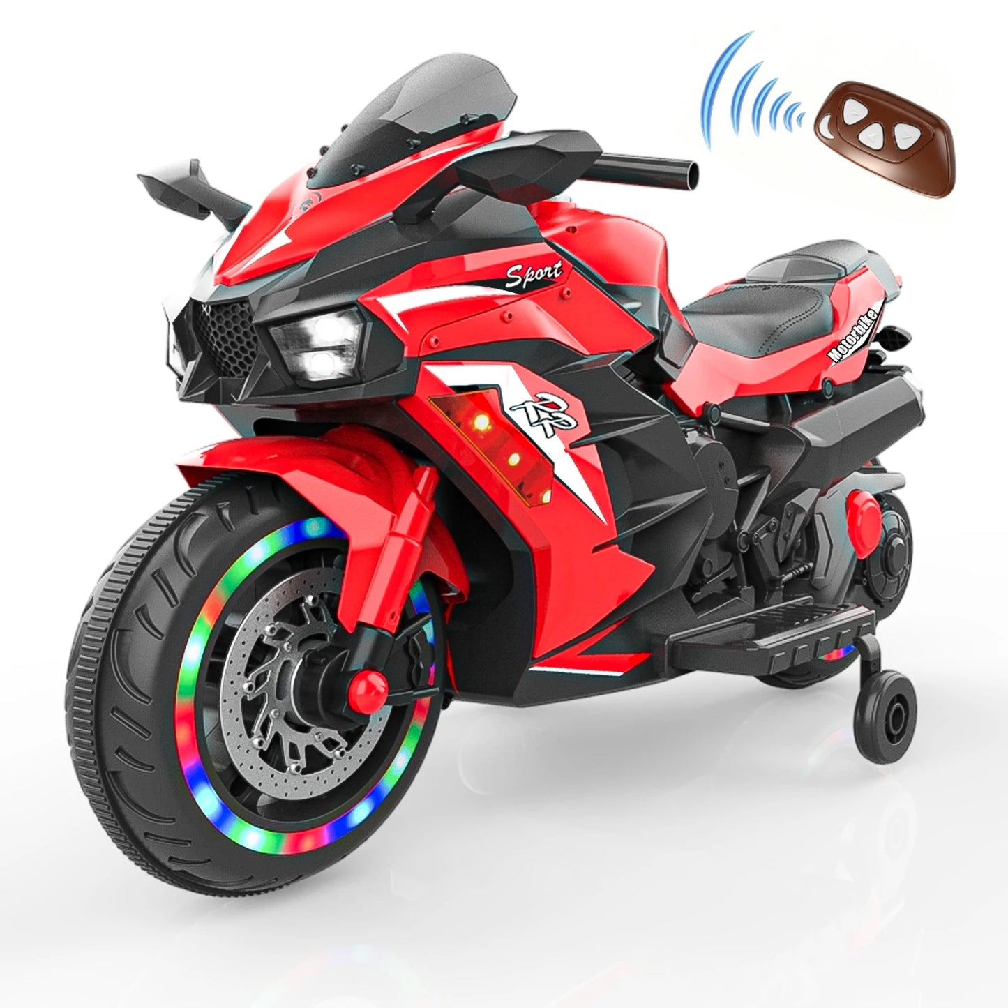 2 Wheel 12V Electric Mini Bike Motorcycle for Children, Kids Battery Powered Dirt Bike with Remote control, Bluetooth, MP3, Age 3+ Kids Ride On Motorcycle, PU Seat, Load Capacity Up to 110 lbs, Top Speed: 4 MPH