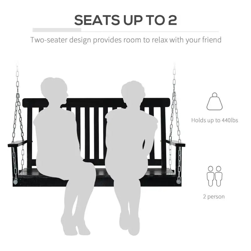 Sturdy Fir Wood Porch Swing With Chains For Garden Use