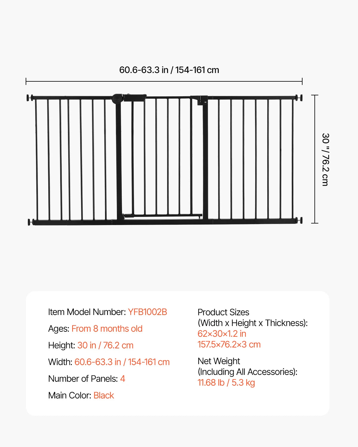SucceBuy Pressure Mount Walk Through Baby Security Gate