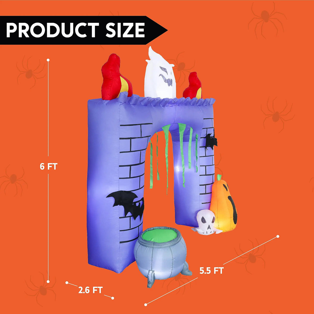 6 FT Tall Haunted Castle Halloween Inflatable Haunted Castle Decoration Trunk Treat Car Decorations Kit Ghost and Pumpkin for Halloween Party