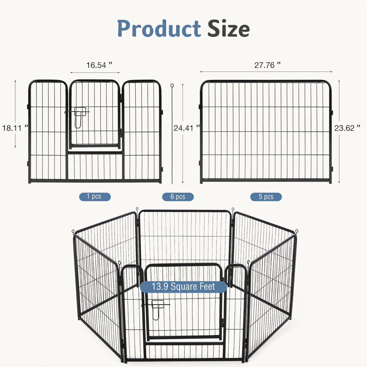 JHK Foldable Metal Dog Playpen With Secure Portable Exercise Pen