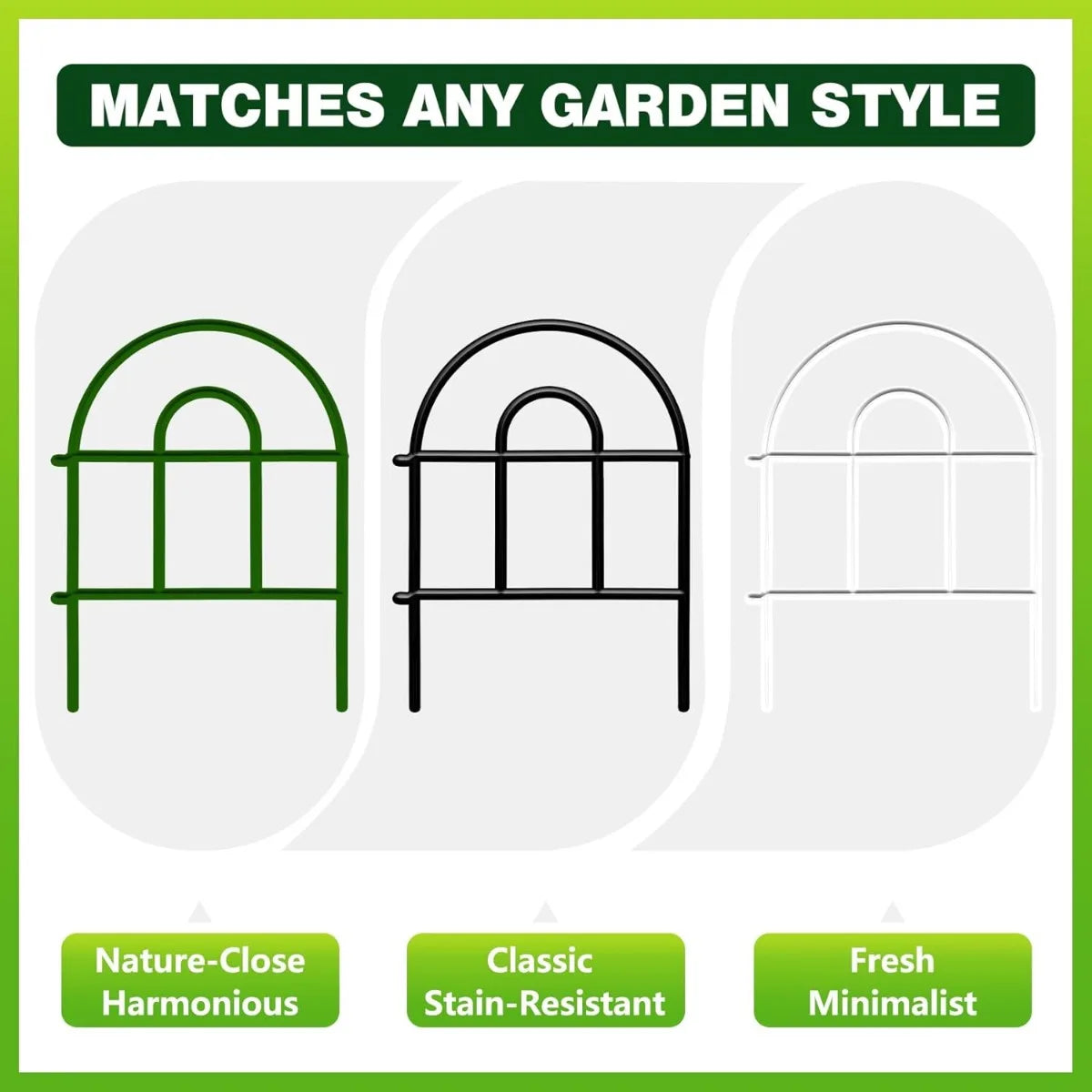 Decorative 22ft x 17in Black Metal Garden Fence 20 Panels Classic Style Animal Barrier Border