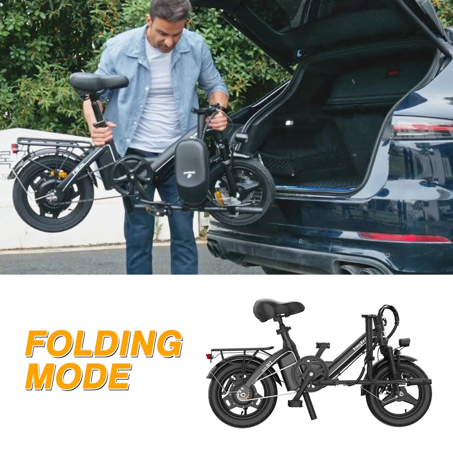 Folding Electric Bike 400W UL Certified, 36V 13Ah, 30 Mile Range, Compact Fold,Dual Disc Brakes, US Stock E bike Bodywel T16pro