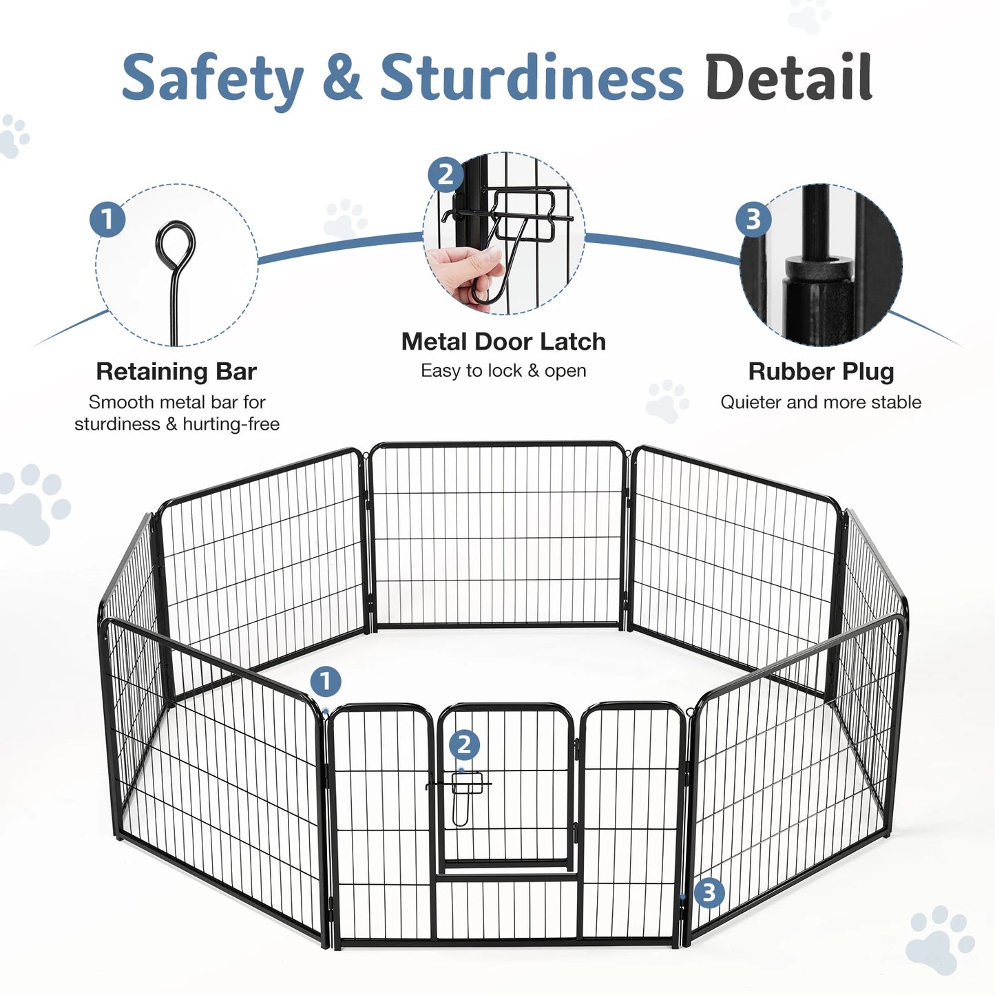 JHK Metal Dog Playpen Foldable Pet Exercise Fence For Yard