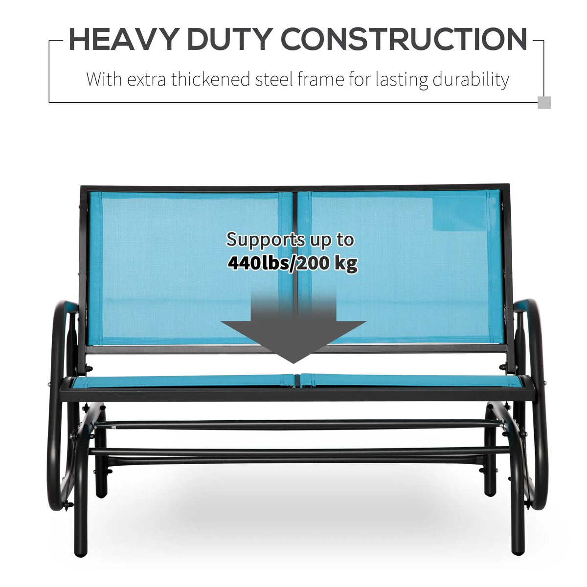 Oeny Outdoor Glider Bench With Weather Resistant Steel Frame