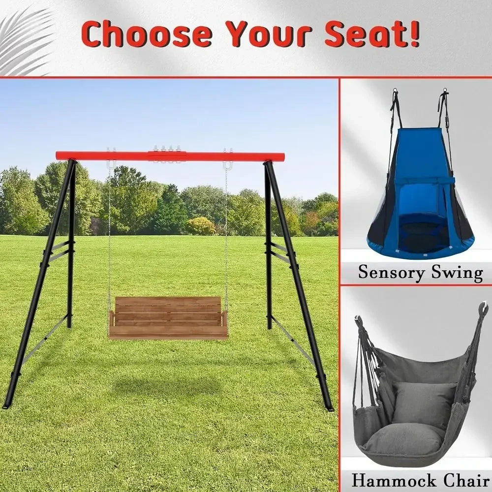 Heavy Duty Alloy Steel Outdoor Swing Set For Home Gardens
