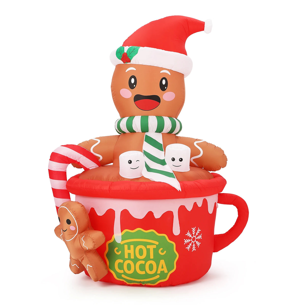 HiMISS Gingerbread Hot Cocoa Mug Christmas Inflatable LED Yard Decoration