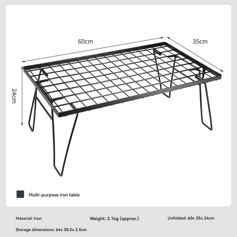 CAMPINGMOON T-230 Outdoor Simple Field Rack Folding Table Iron Multi functional Outdoor Camping Picnic Table Barbecue Table Can be Multi layer Paired