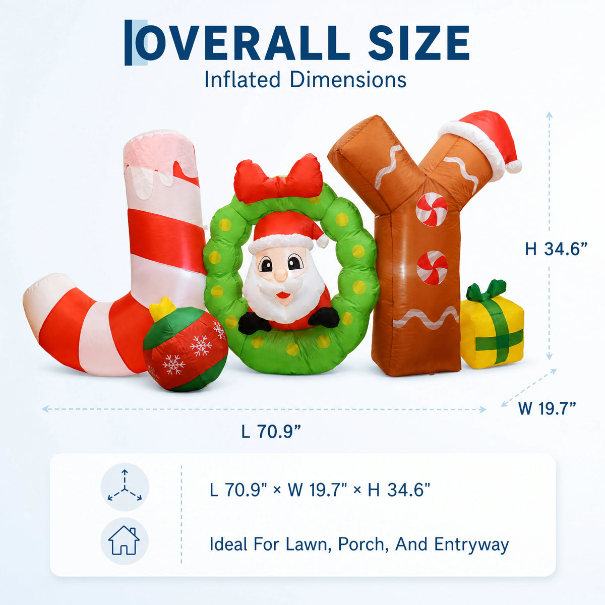Lighted Christmas Inflatable Joy Sign Outdoor Yard Holiday Party Decor