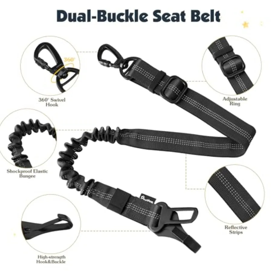 Adjustable Dog Car Harness With Breathable Nylon Seatbelt For Pets
