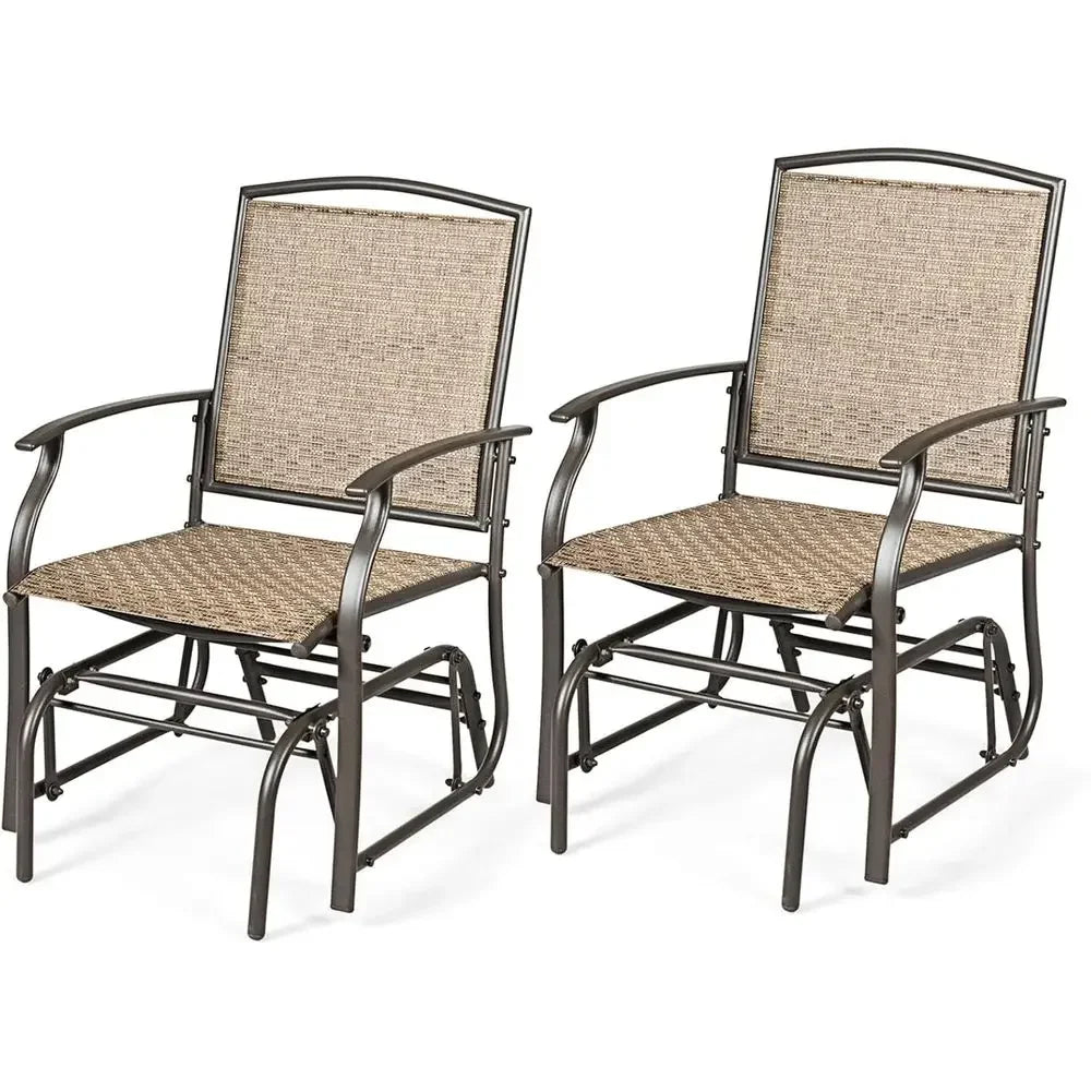 Outdoor Steel Patio Swing Set With Glider And Rocking Chair
