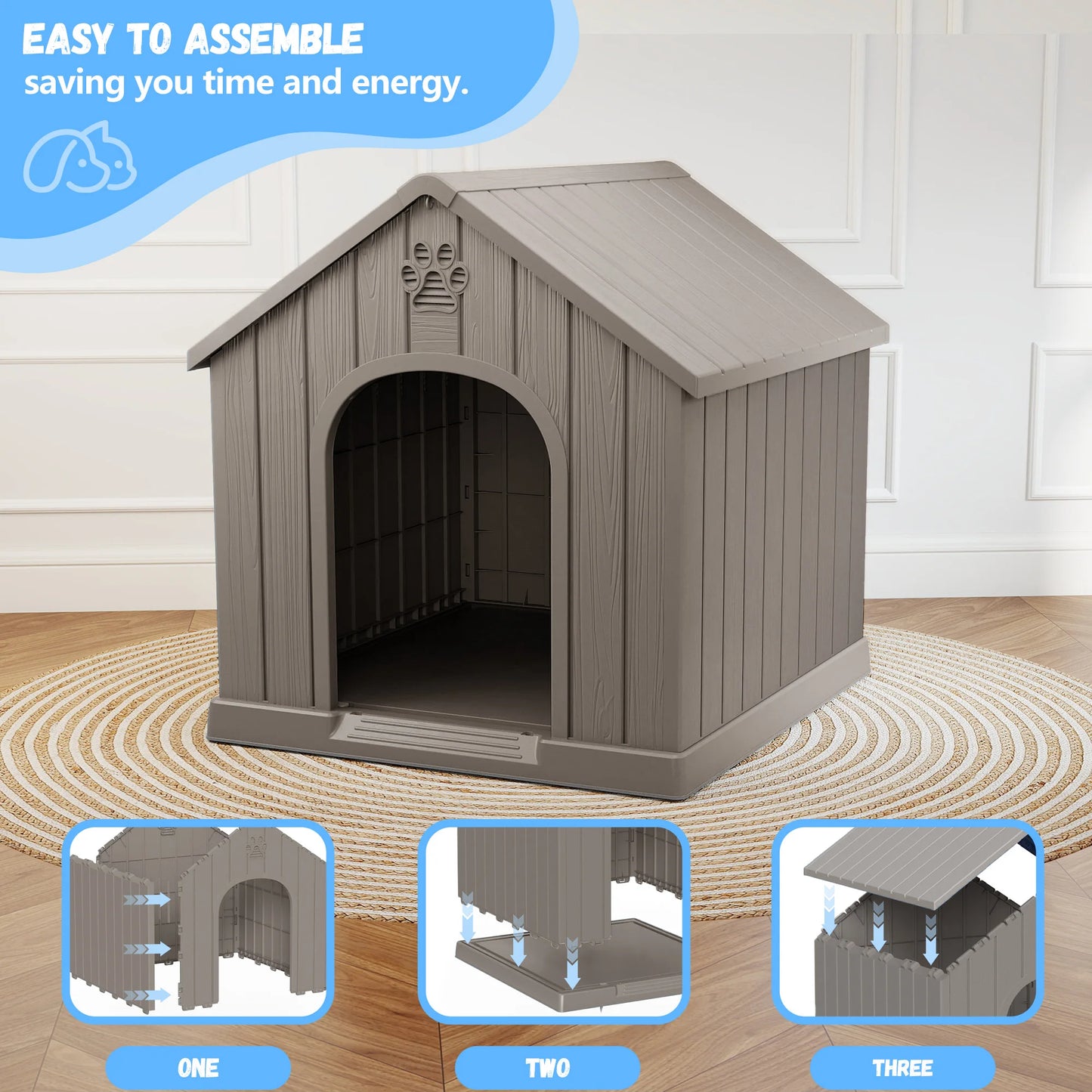 Outdoor Waterproof Plastic Dog House With Ventilated Design