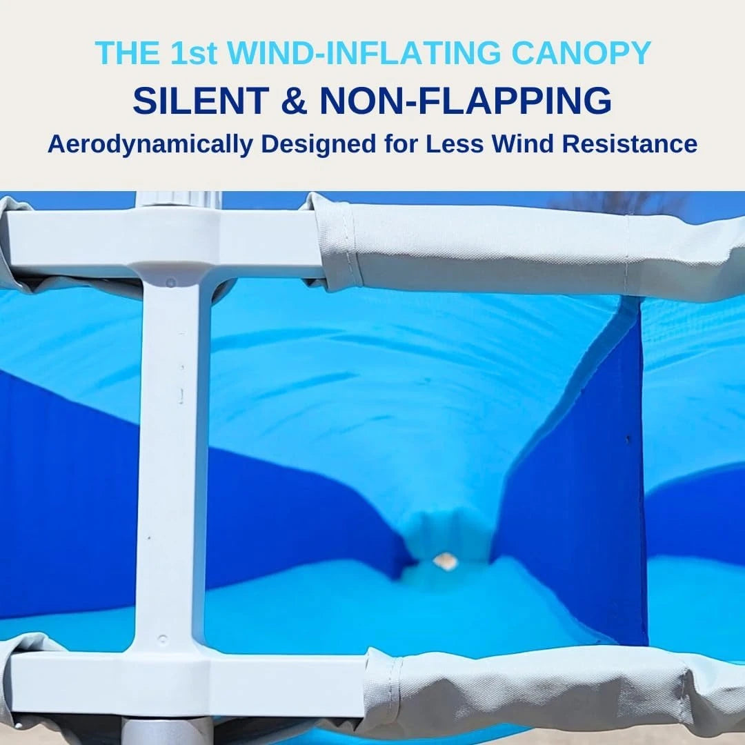 8x10ft Wind-Inflating Beach Shade Canopy, Silent Non-Flapping Auto Wind Directing Sun Shelter, Lightweight Portable Outdoor Beach Tent with Quick 2-Minute Assembly