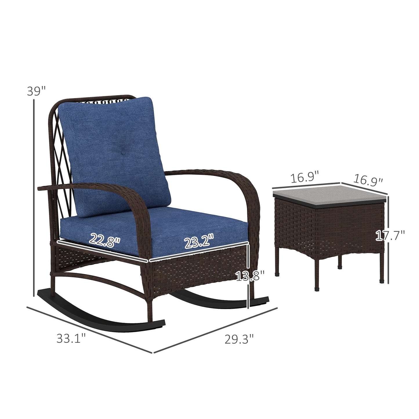 Outdoor Patio Furniture Set With Rocking Chairs And Coffee Table