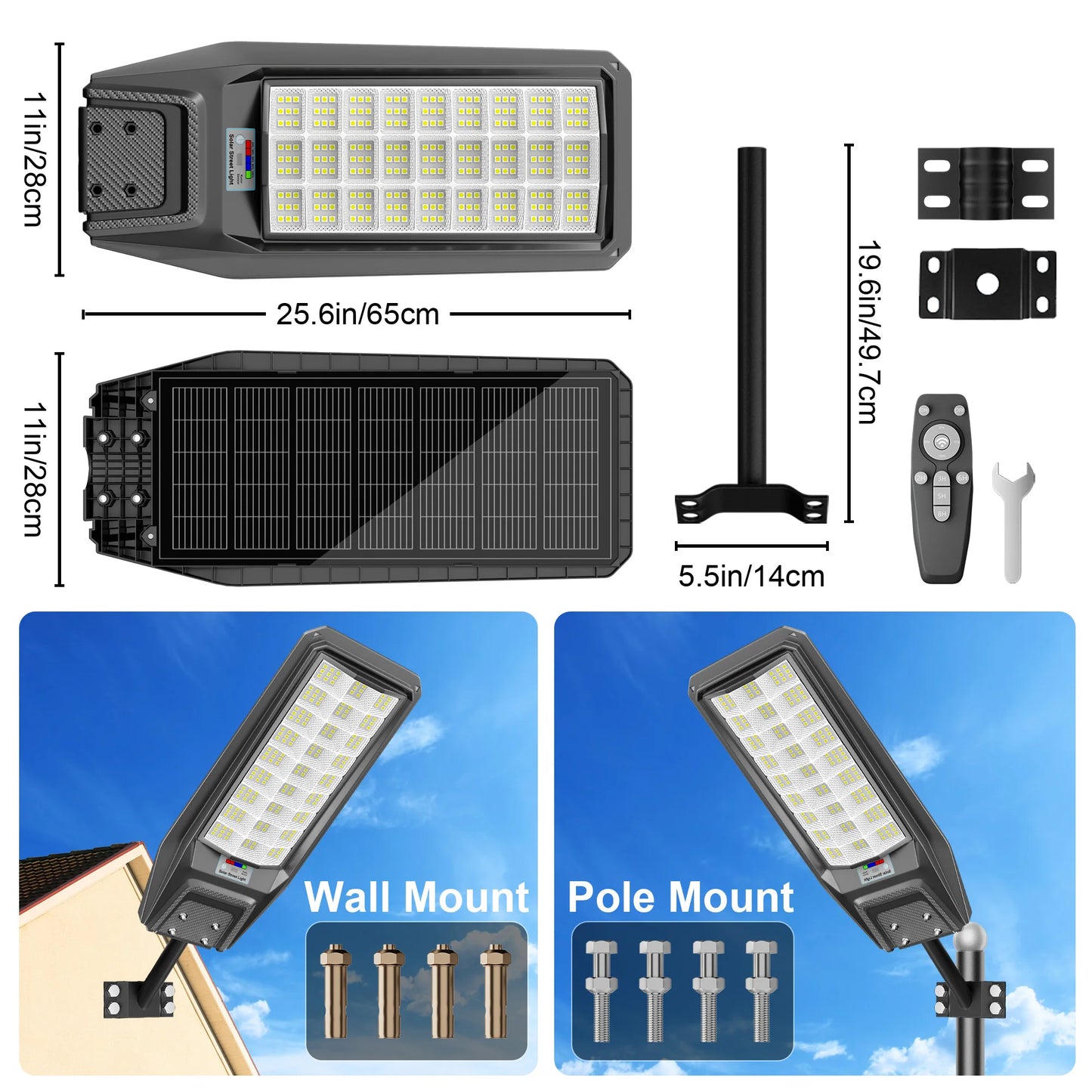 Outdoor Solar Motion Sensor Light With Dusk To Dawn Timer Constant Bright IP65