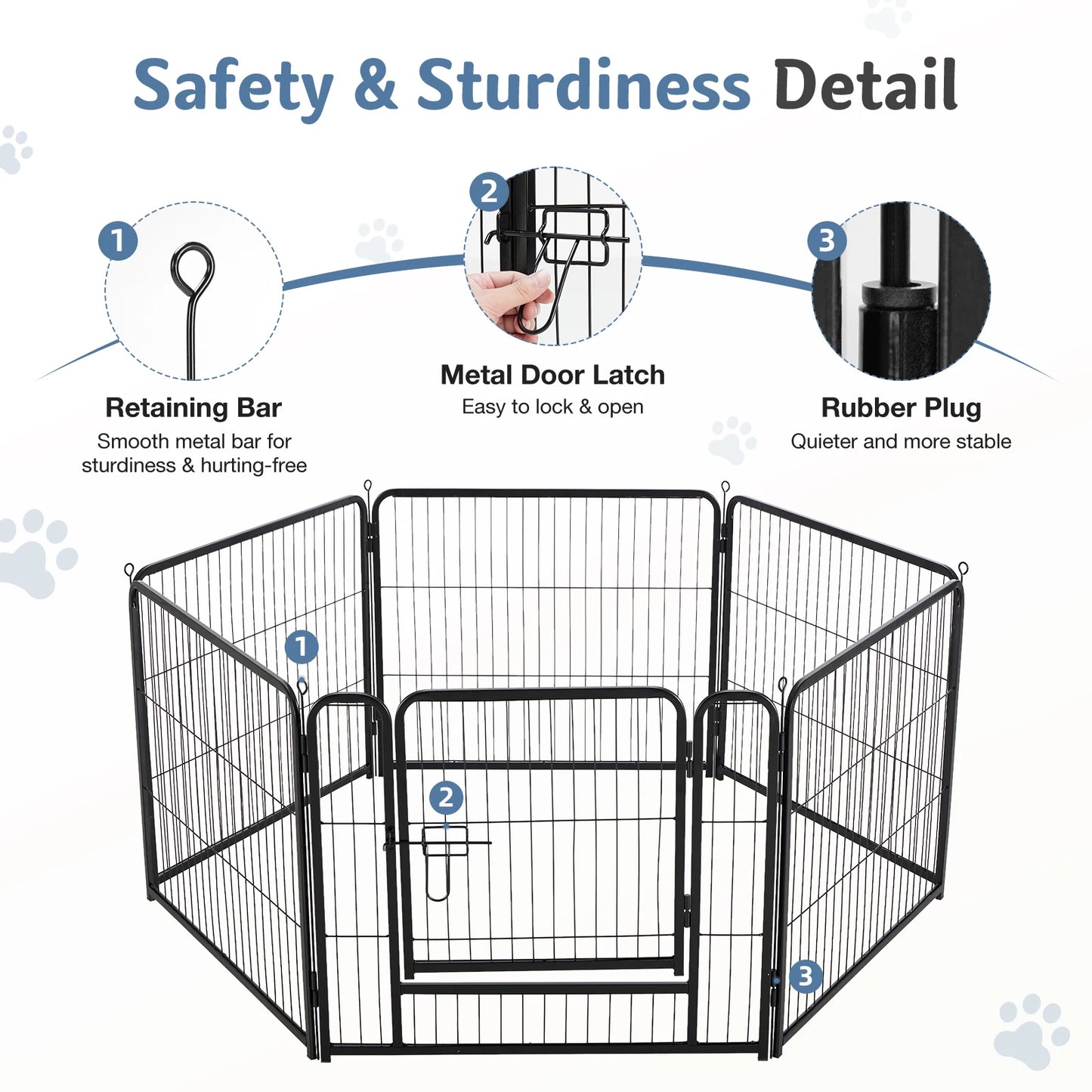 JHK Foldable Metal Dog Playpen With Secure Portable Exercise Pen