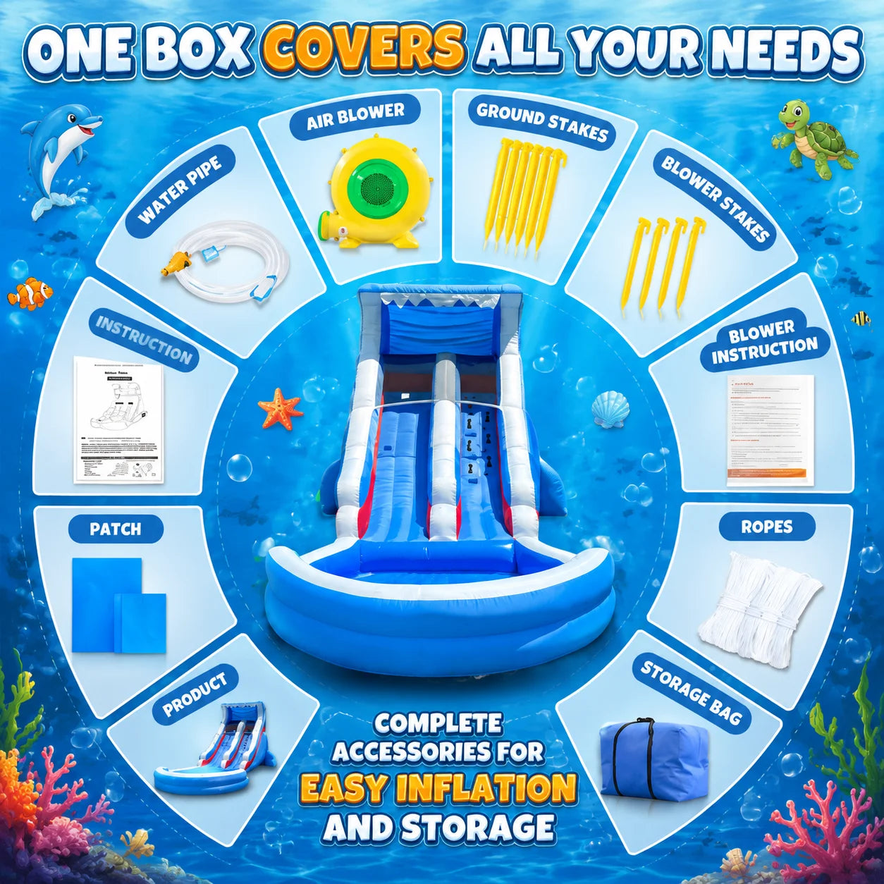 Blue White Red Oxford Water Slide Summer Outdoor Water Toy for Backyard Poolside Fun Games Entertainment
