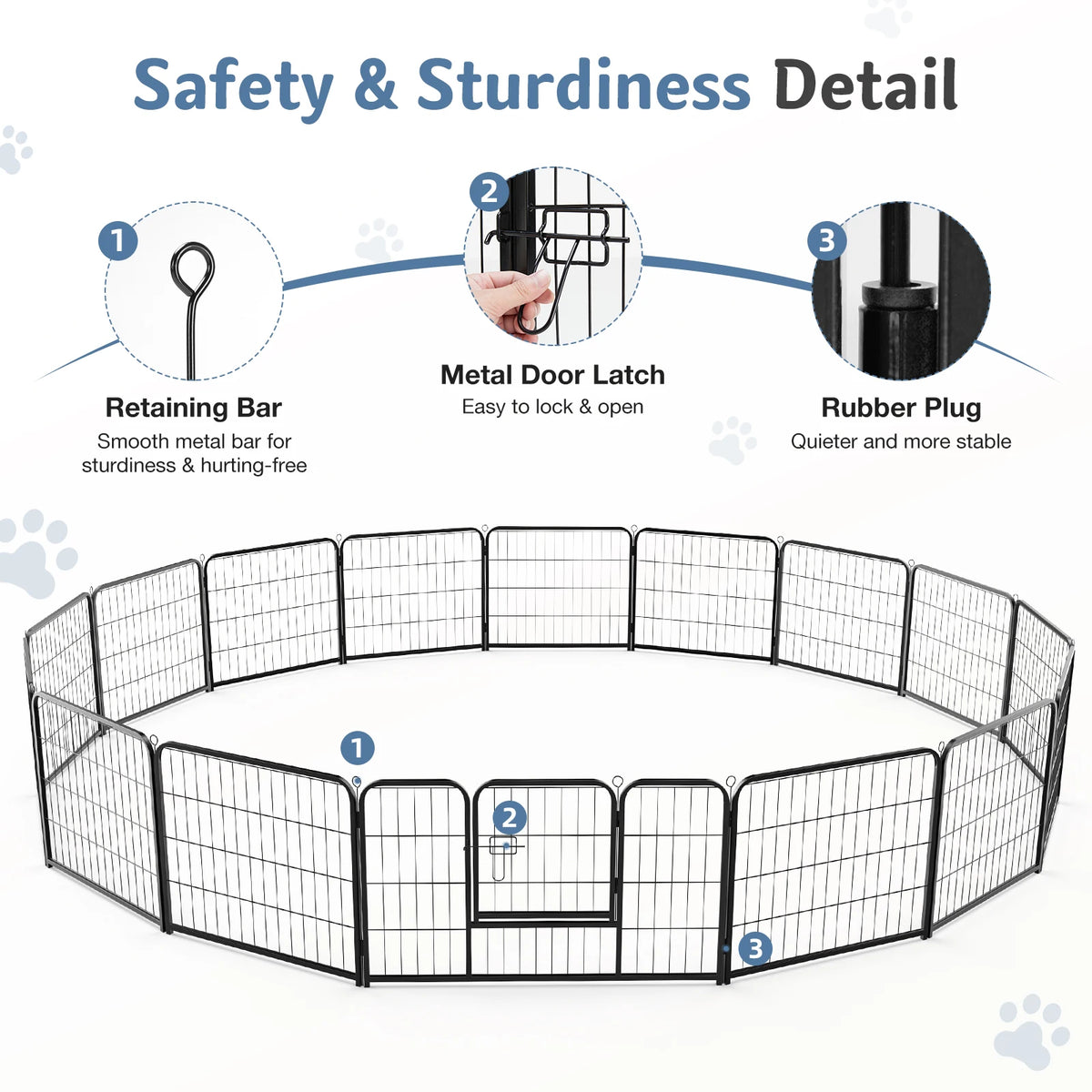 JHK Foldable Metal Dog Playpen For Indoor Outdoor Use