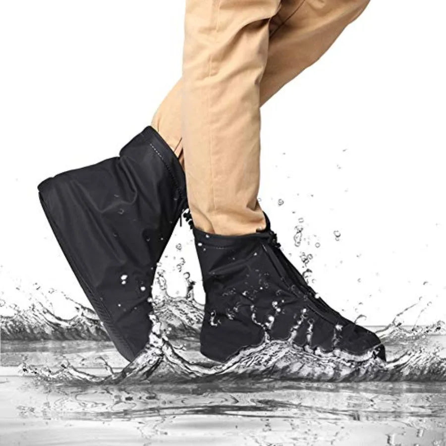 Waterproof Shoe Covers, Reusable Foldable Slip Proof Bottom Overshoes with Zipper, Keep Shoes Dry for Gardening Cycling Fishing
