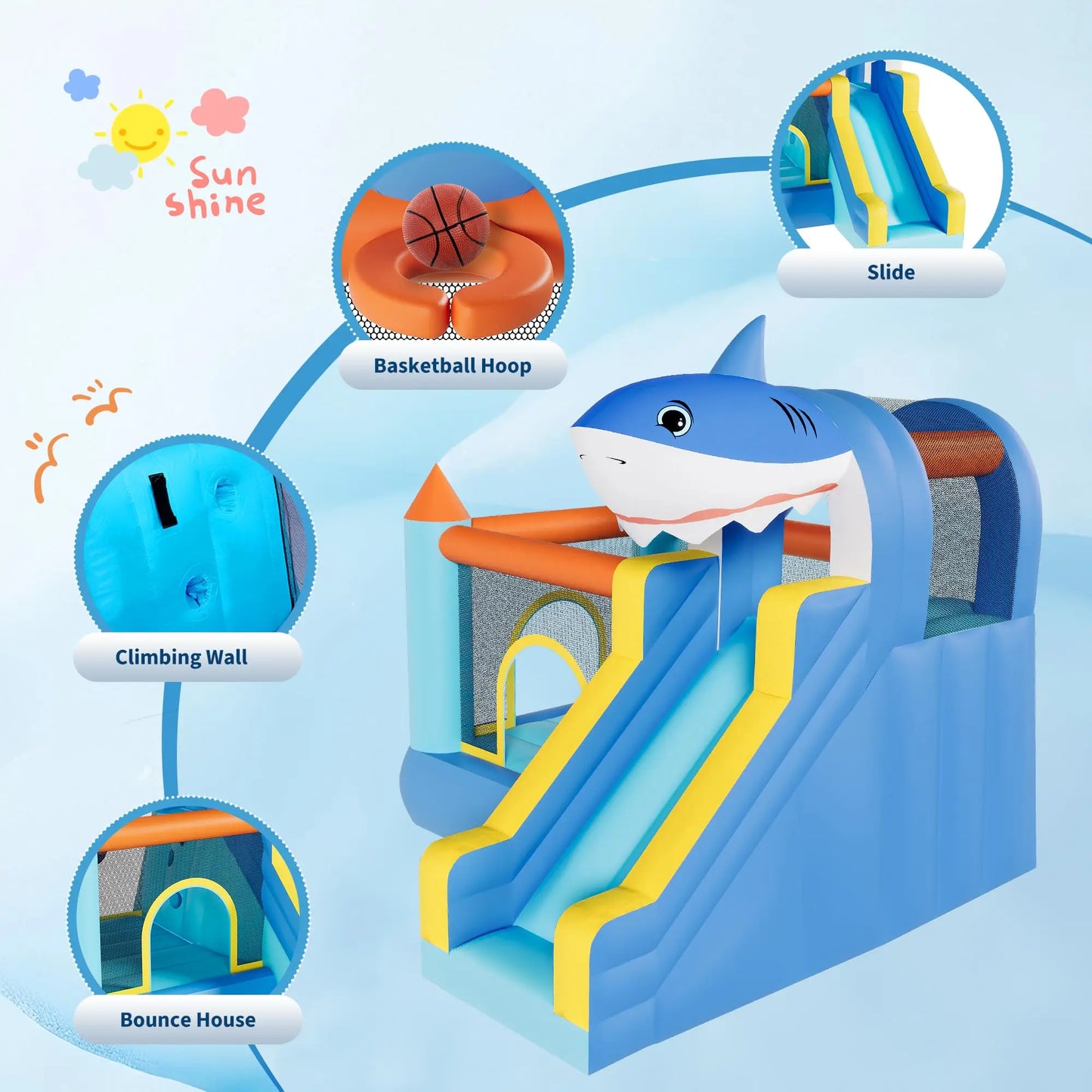 HiMISS Inflatable Bounce House With Slide And Blower