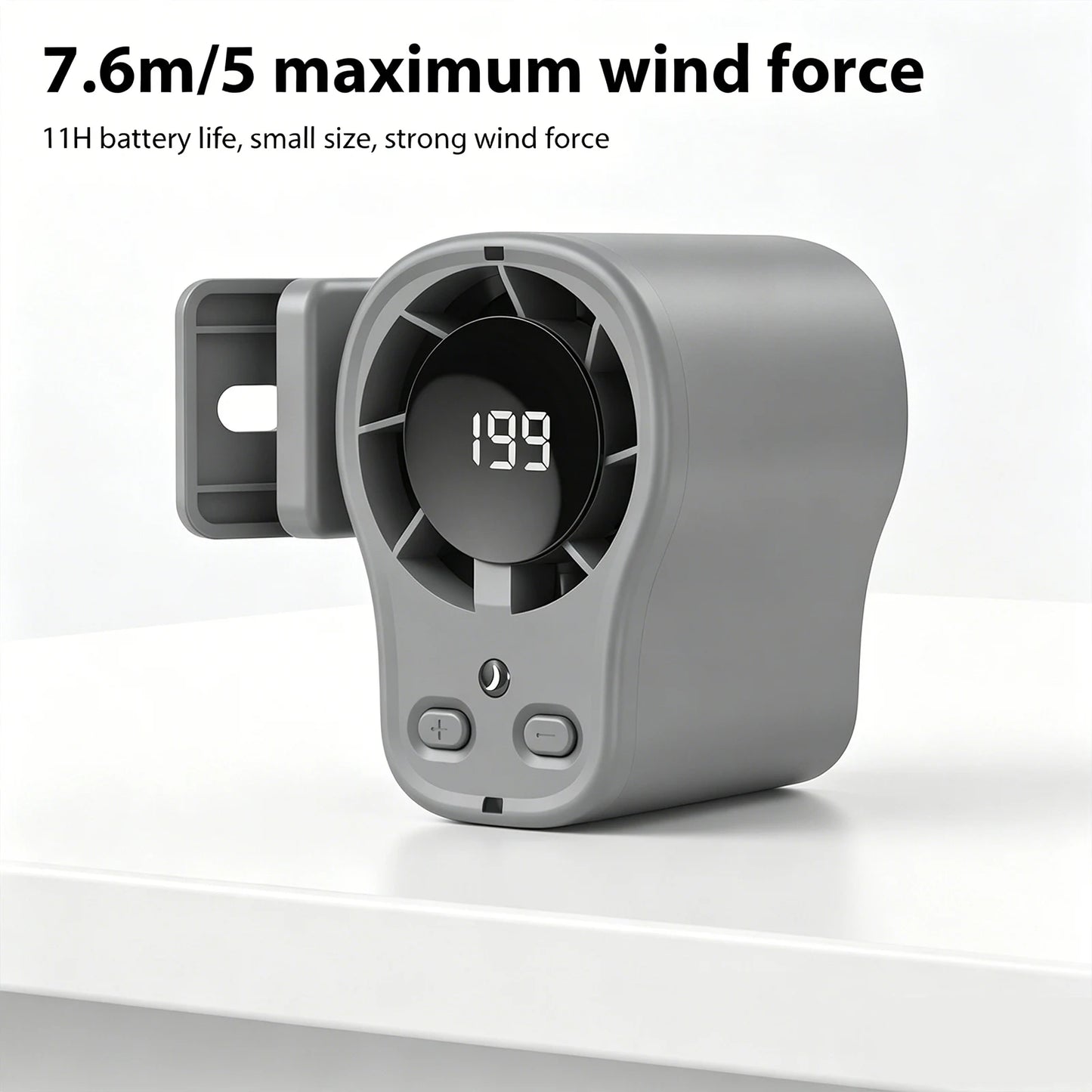 Car Clip on Fan 199 Speeds 360 Rotation Rechargeable Wearable Belt Waist Fan with Semi-Cooling Technology LED Digital Display for Outdoor Work Camping Travel (Black)