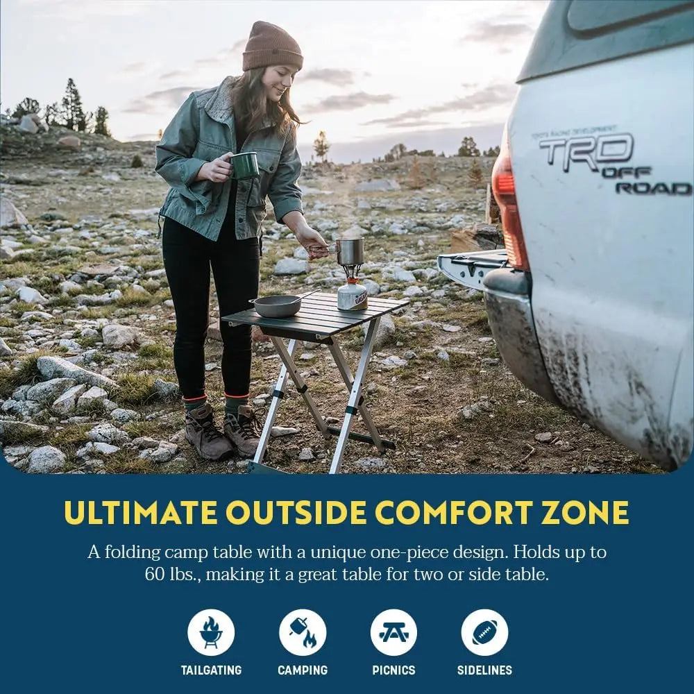 Portable lightweight folding table for indoor outdoor use space saving compact design easy to carry and store