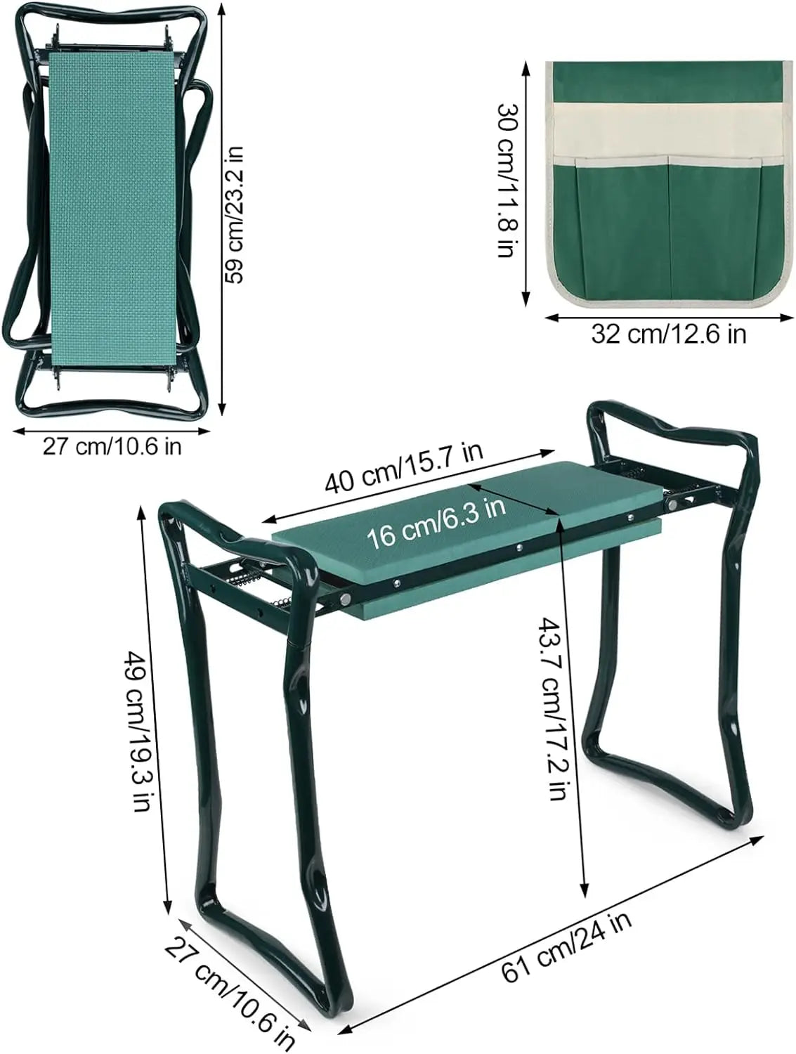 Garden Kneeler and Seat Folding Bench Portable With Foam EVA