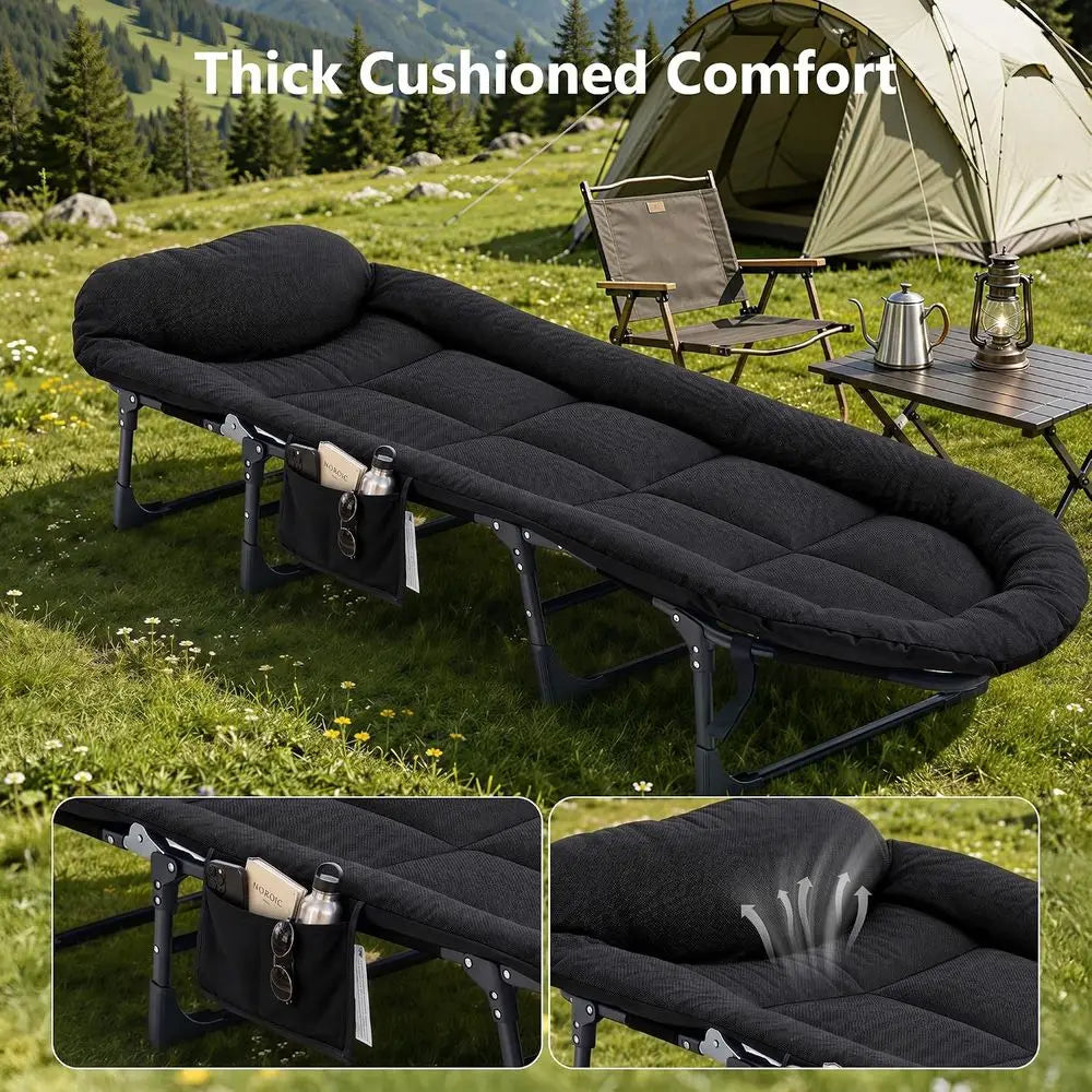olding Camping Cot with Mattrand Pillow, No Assembly Camping Cot or Adults, 450 Lbs acity Adjustable Portable Bed with Side ket