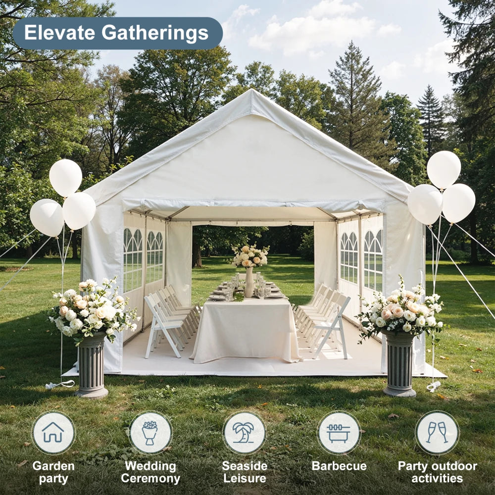 10'x20' Heavy Duty Waterproof Anti-UV Carport Car Canopy Outdoor Gazebo With Removable Sidewalls Commercial Party Tent for Wedding BBQ Outdoor Events