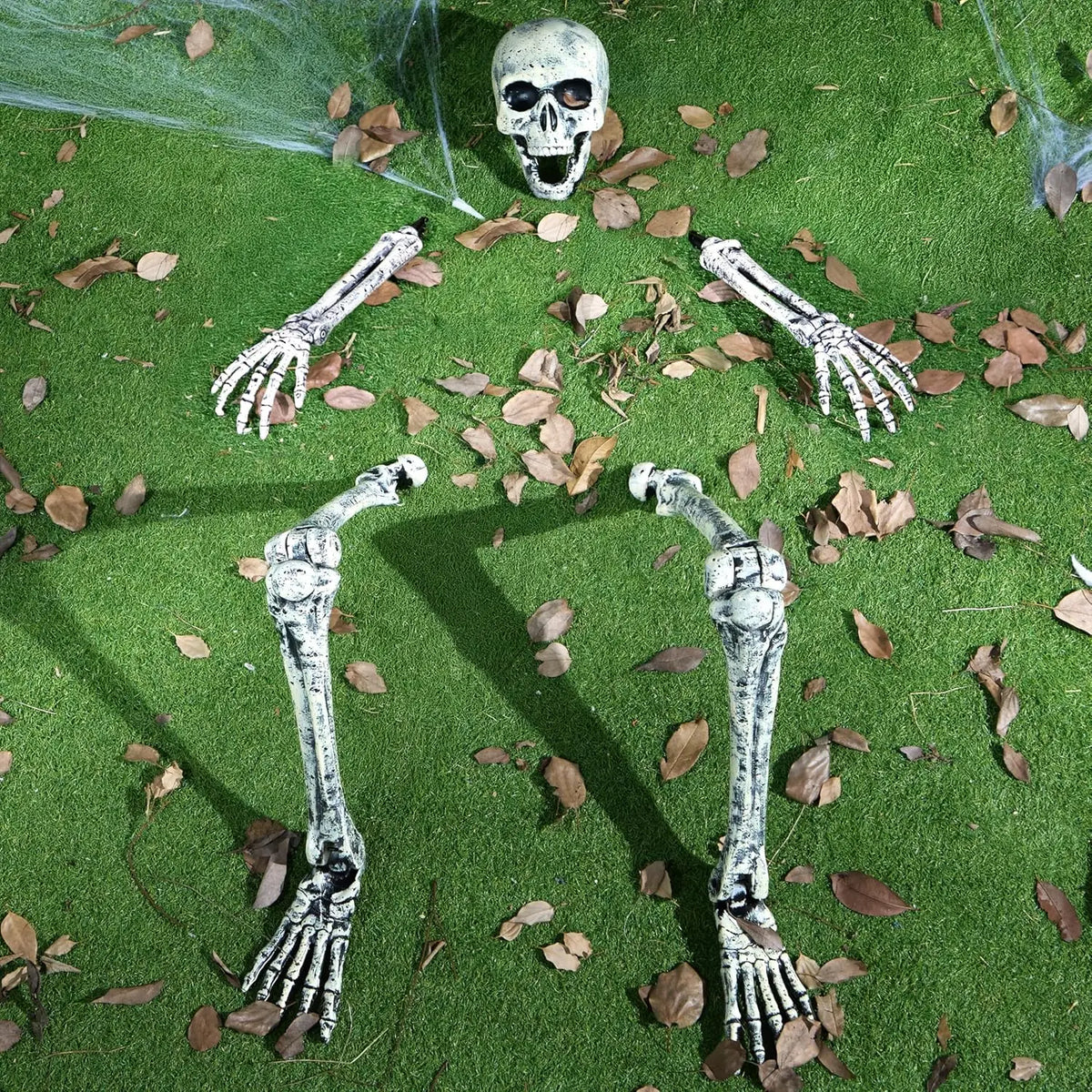5 Pcs Halloween Skeleton Decorations Outdoor, Life Size Skeleton Yard Stakes, Groundbreaker Skulls Decor for Graveyard Yard Lawn Garden Ground Party Supplies