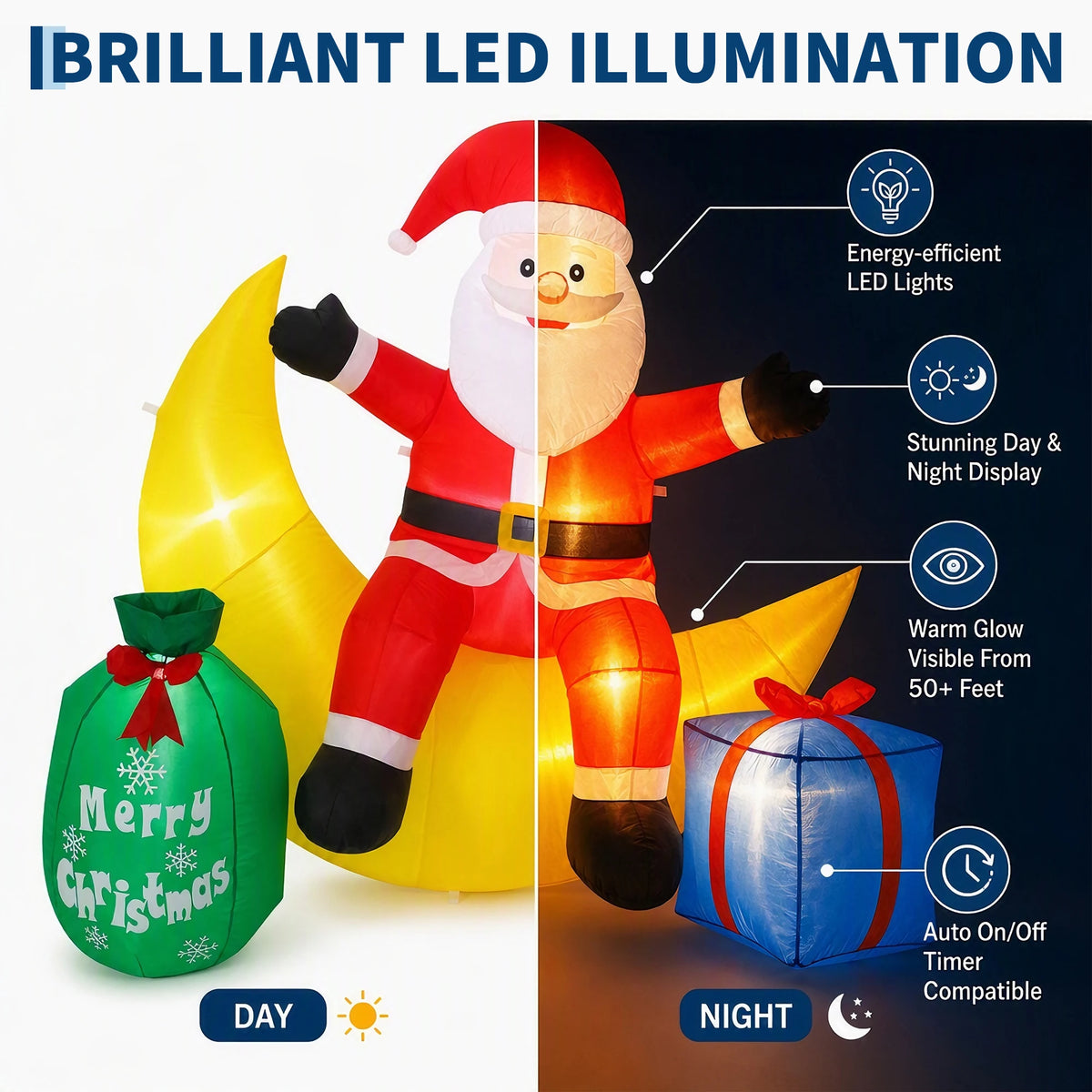 Gaomon Moon Santa Christmas Inflatable Outdoor Decoration